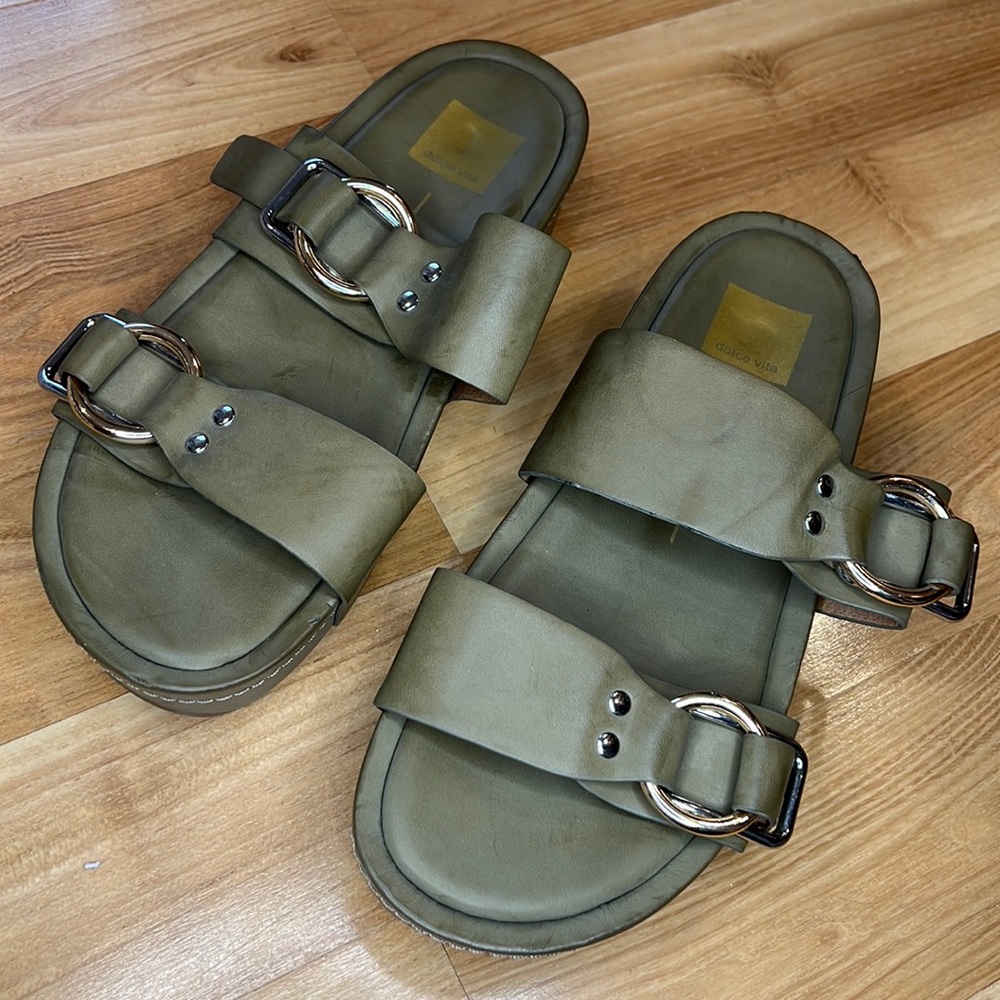 Dolce Vita Cici Army Green Platform Sandals Womens 8.5 - run big!